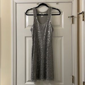 Silver Sequined Mini Dress